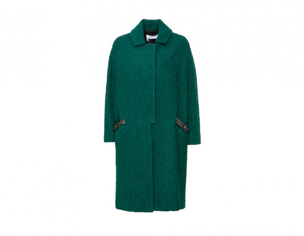 Cappotto verde con ricamo jacquard