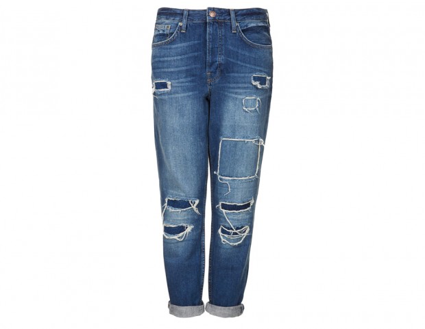 Jeans patchwork strappati