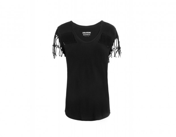 T-shirt con maniche sfrangiate