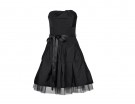 Vestito dark-chic senza spalline con dettagli in organza