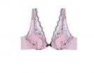 Reggiseno rosa con ricami in pizzo nero