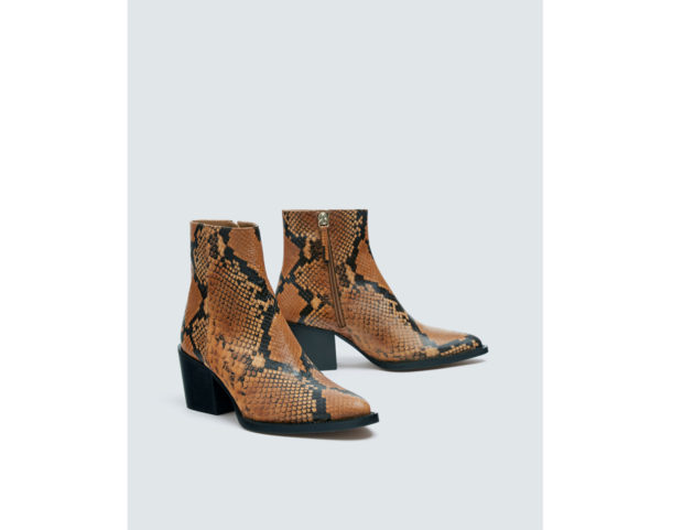 Stivaletto pelle cowboy stampa animalier cammello