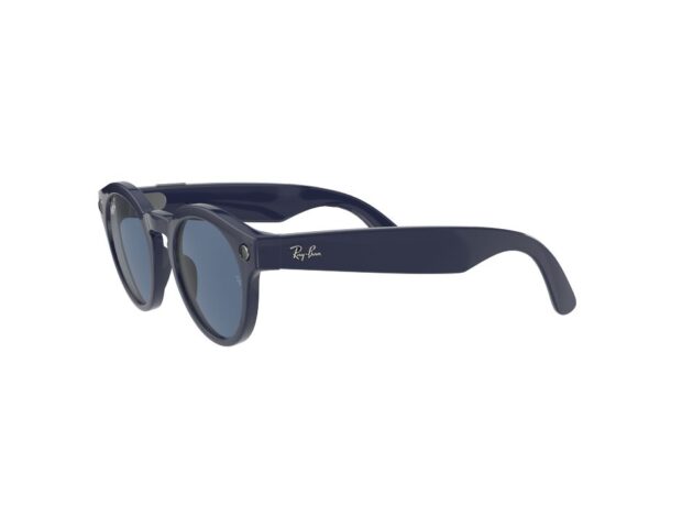 RAY-BAN STORIES ROUND SHINY BLUE POLARIZED DARK BLUE LENSES3